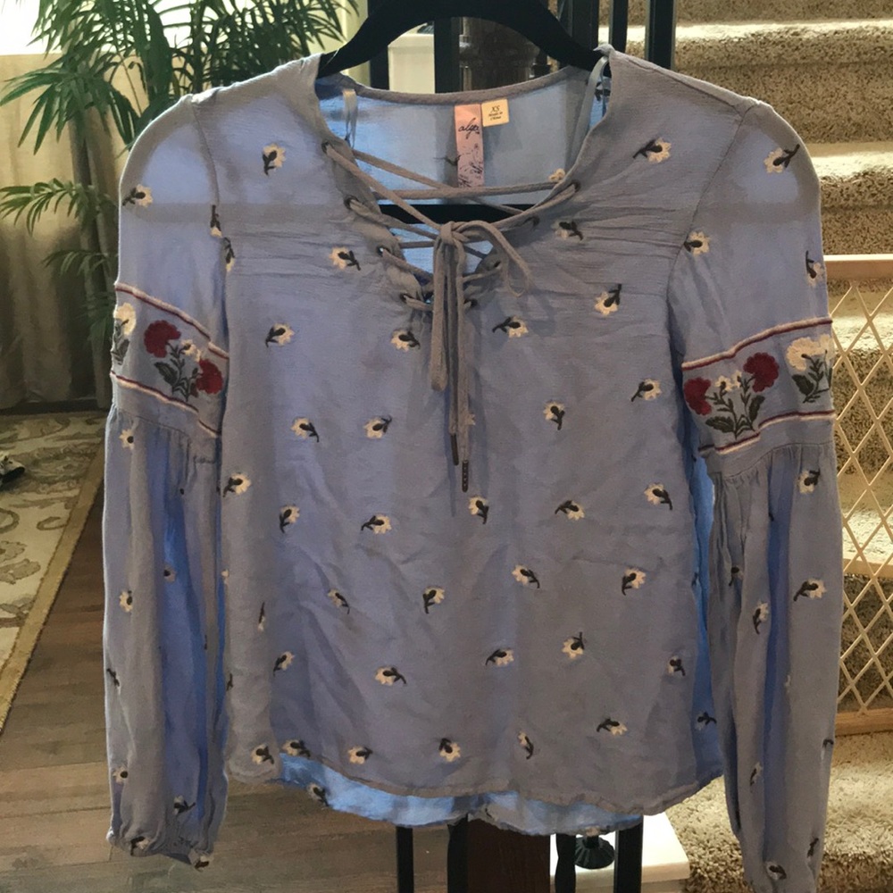 Blue Embroidered Blouse 🦋